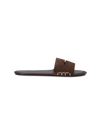J.W.Anderson Brown Calf Leather Open-Toe Slides with Contrast Stitching