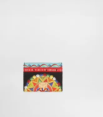 Dolce & Gabbana Carretto-print Canvas Card Holder - Woman Wallets And Small Leather Goods Multicolor Onesize