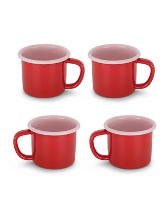 Elifle Two Tone Enamel Mug - Set of 4 in Red & Pink at Nordstrom