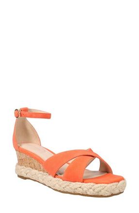 Pelle Moda Pippen Ankle Strap Wedge Slide Sandal in Tangerine at Nordstrom, Size 5.5