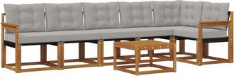 vidaXL Conjunto De Sof&aacute;s De Exterior 7 Uds. Gris Natural Y Claro Vidaxl