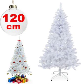 Trade Shop Trade Shop - Albero Di Natale Sintetico 120cm Bianco Neve Decorazione Per Casa Scuola Ufficio