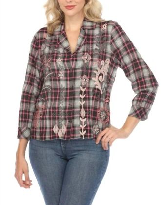 Johnny Was Bellania Vintage Cropped Shirt In Muted Pink/rose
