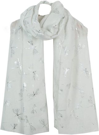 World of Shawls Glitter Dragonfly Large Scarf For Ladies Womens Shawl Scarf Wrap Soft Scarves (New Dragonfly White)