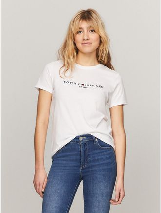 Tommy Hilfiger Womens Embroidered Tommy Logo T-Shirt - White - XL