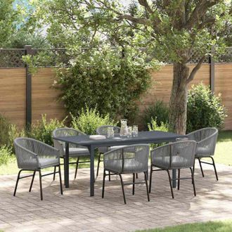 vidaXL Conjunto De Comedor De Jard&iacute;n 7 Pcs Gris Polirat&aacute;n Vidaxl
