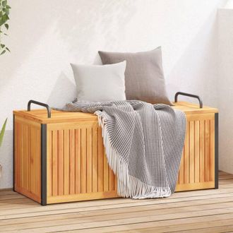 vidaXL Scatola Cuscini da Esterno 110x45x42/53 cm Legno Acacia/Acciaio - Vidaxl