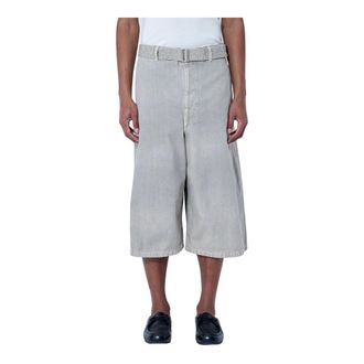 Christophe Lemaire Cropped Trousers, male, Beige, Size: XL Wide-Leg Denim Culottes