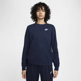 Nike Womens Nike Sportswear Club Fleece Crew-Neck Sweatshirt in Blue | DQ5473-451