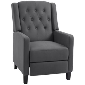 HOMCOM Wingback Push Back Recliner Armchair - Microfibre Cloth Reclining Chair with Leg Rest - Button Tufted - for Home Living Room Theater - Charcoal