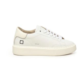 D.A.T.E. White Leather Trainers with Square Logo