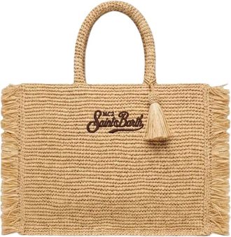 MC2 Saint Barth Rectangular Woven Tote Bag with Fringed Edges