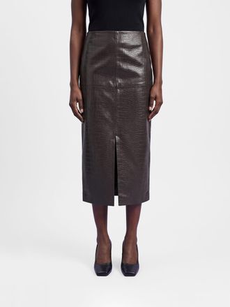 Federica Tosi High-Waisted Croc-Effect Lambskin Pencil Mini Skirt