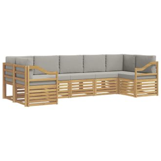 vidaXL Conjunto De Sof&aacute; Seccional 7 Pcs Blanco Y Gris Claro Vidaxl