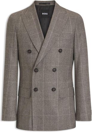 BOSS Slim-fit jacket in checked virgin wool