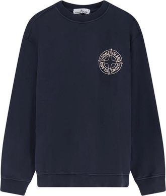 Stone Island Sweater met ronde hals - Heren - Sweatshirts - Blauw - M - Katoen - Hoodies & sweatvesten