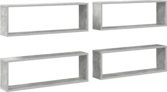 vidaXL Vidaxl - Estante De Pared 4 Uds Contrachapado Gris Hormig&oacute;n 80x15x26,5cm
