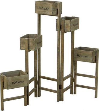 Wanderlust Deco Soporte Con 5 Cestos De Madera Marr&oacute;n 124x15x90,5