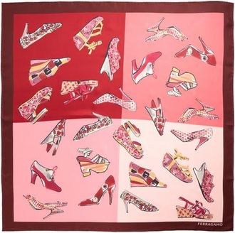 Ferragamo Genio Print Silk Square Scarf in Rose/red at Nordstrom