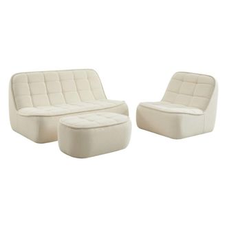 Sweeek Sof&aacute; envasado al vac&iacute;o modular de borreguito texturizado con