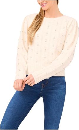 CeCe by Cynthia Steffe Sweater Womens Buttercream Embellished Long Sleeve Pullover GBO3647