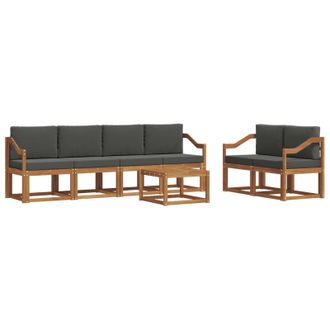 vidaXL Conjunto De Sof&aacute;s De Exterior 7 Pcs Natural Y Antracita Vidaxl
