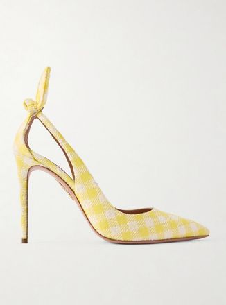 Aquazzura D&eacute;collet&eacute; Cut-out In Jacquard A Quadri Bow Tie 105 - Giallo