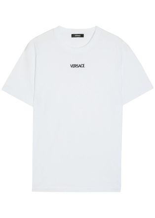 Versace Logo-embroidered Cotton T-shirt - White - XL