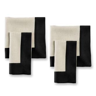 Solino Home Linen Dinner Napkins - Contempo, 20 x 20 in Black And Natural at Nordstrom, Size Large
