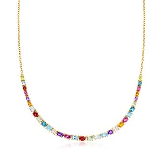 Ross-Simons Multi-Gemstone Necklace in 18kt Gold Over Sterling