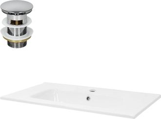 ML Design Lavamanos rectangular de cer&aacute;mica blanca encastrable con desag&uuml;e