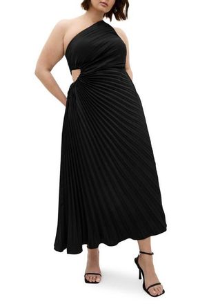 City Chic Aliza One-Shoulder Dress in Black at Nordstrom, Size Xxxs