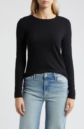 Caslon Crewneck Long Sleeve T-Shirt in Black at Nordstrom Rack, Size Xx-Small