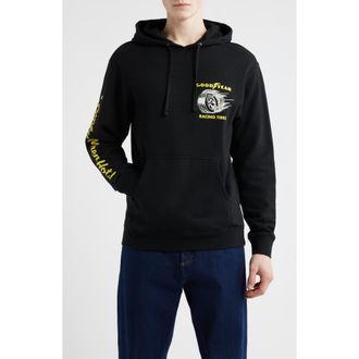 Brixton x Goodyear Cheater Slick Graphic Hoodie in Black at Nordstrom, Size Xx-Large