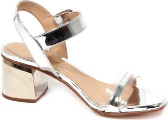 Unisa Vintage effect zilveren leren schoen - Dames - Sandalen met hakken - Grijs - 36 EU - Schoenen