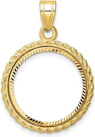 Diamond2Deal 14k Yellow Gold Diamond-cut Casted Rope 18.0mm Coin Bezel Pendant