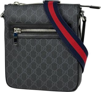 Gucci Black Coated Canvas Leather Shoulder Bag (Pre-Owned)
