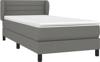 vidaXL Cama Box Spring Con Colch&oacute;n Tela Gris Oscuro 90x200 Cm Vidaxl