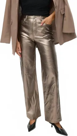 Vero Moda Tessa Coated Wide-Leg Jeans In Greige