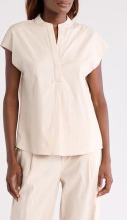 Vince Linen Blend Top in Light Oat at Nordstrom Rack, Size X-Large