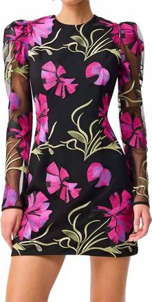 Elliatt Amaya Long Sleeve Mini Dress In Black & Pink Floral