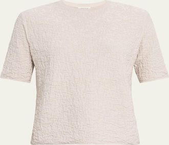 Lafayette 148 New York Boxy Crewneck Textured Jacquard Sweater