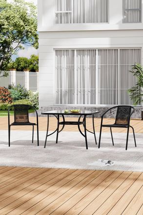 Living and Home 105 X 105 cm Square 2 - Person Dining Bistro Set in Black