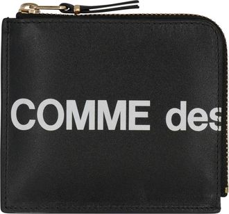 Comme Des Gar&ccedil;ons Accessoires, Dames, Zwart, ONE Size, Leer, Huge Logo Zip Wallet