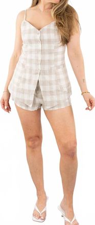 Olivaceous Nora Linen Button Front Top In Beige