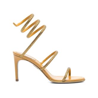 Rene Caovilla High Heel Sandals, female, Yellow, Size: 7 1/2 US Embellished Open-Toe Stiletto Heel