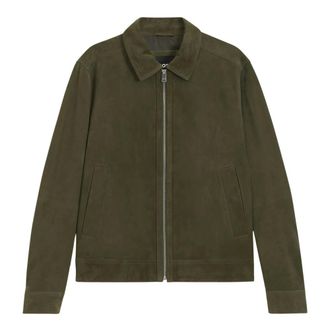HUGO BOSS Jassen, Heren, Groen, L, Leer, Leren Jas