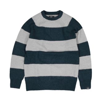 Butcher of Blue Truien & Vesten, Heren, Blauw, L, Edmund Stripe Crew Donkerblauwe Trui