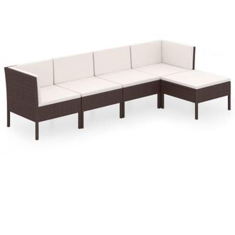 vidaXL 5 Pcs Garden Lounge Set Con Coj&iacute;n Mimbre Pe Brown