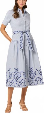 Shoshanna Finley Dress In Light Blue/ivory/navy
